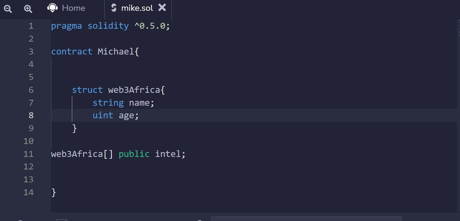 Array struct in solidity